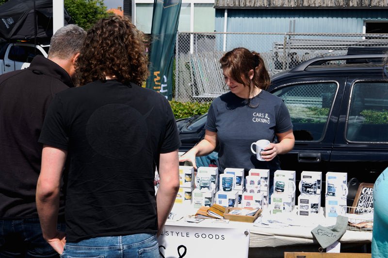 Shop Outside! The Cars & Crayons Trading Stand