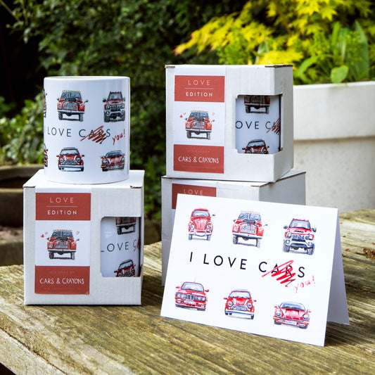 Valentines Day: "I Love Cars, I Mean You!" | Card & Mug Gift Set